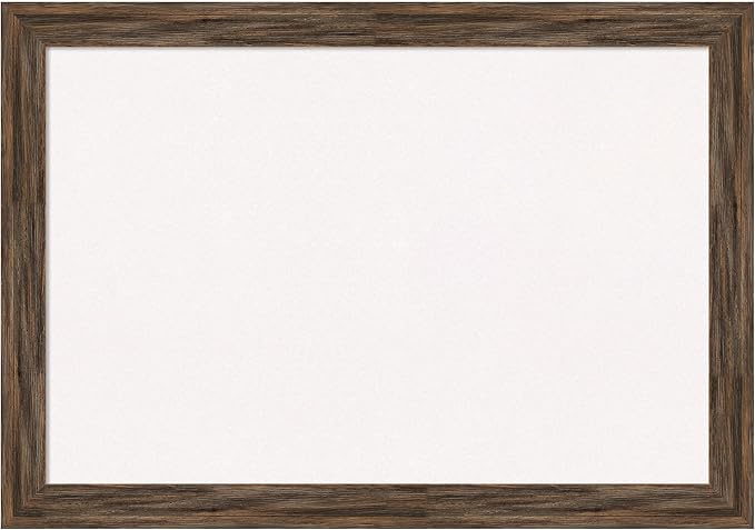 Amanti Art White Cork Board for Wall, 19x27 Vision Board with Brown Wood Frame, Medium Corkboard Office Decor for Home Organization, Rustic Farmhouse Corkboard Pinboard to display items for home