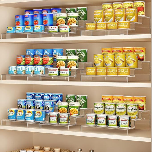 Adjustable Acrylic Can Rack Organizer for Pantry, 3 Tier Expandable Canned Storage Holder, Soda Can Dispenser Shelf Holds Up to 24 Cans, Clear Canned Display for Cabinet & Countertop (Patent Pending)