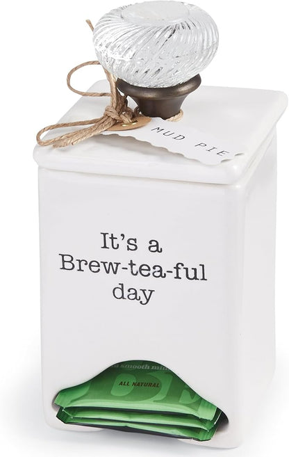 Mud Pie FBA_ Ceramic Tea Bag Caddy, White