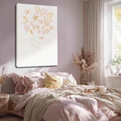 ZENPEE Pink Abstract and White Modern Wall Art – Neutral Tones Canvas Painting for Living Room, Bedroom, Office – Textured Artwork – 32x48 Inch