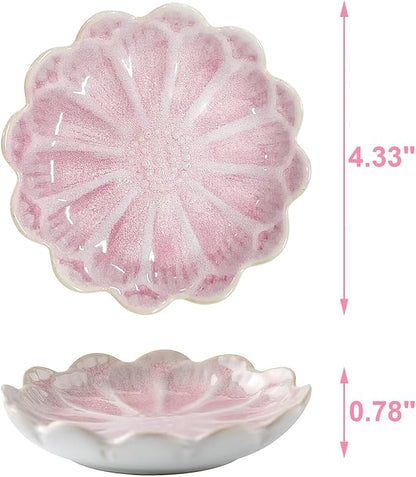 Lotus Ceramic Jewelry Tray, Small Trinket Jewelry Ring Holder Organizing Dish, for Parents Daughter Friends Sister, Birthday Gifts for Women, Pink