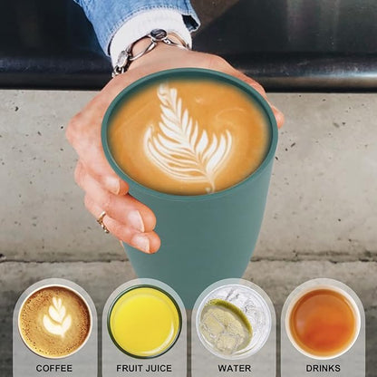 Wrova Wheat Straw Cups 6 PCS Good Alternative to Plastic Reusable Cups 12 oz Unbreakable Drinking Cup Reusable Dishwasher Safe Water Plastic Glasses Green
