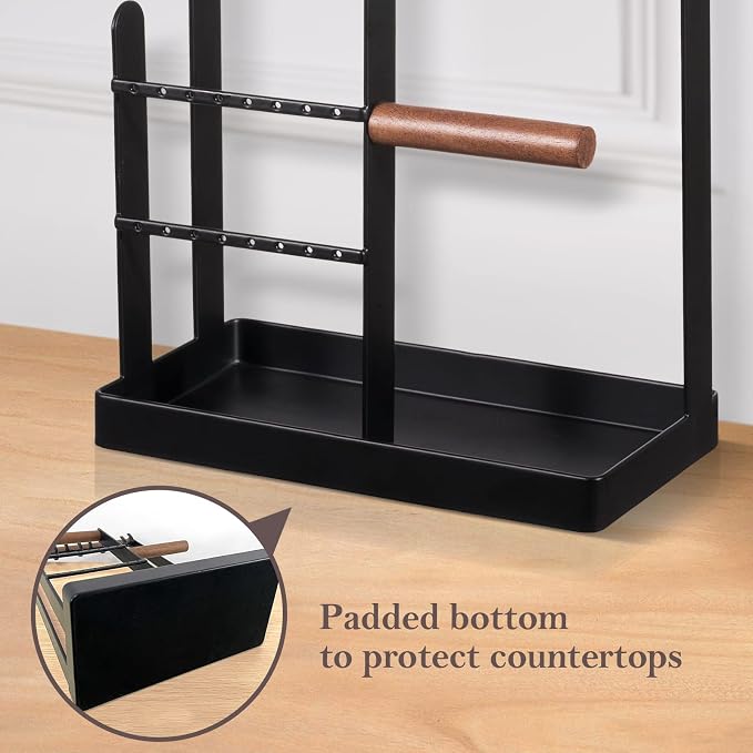 ProCase Cute Jewelry Stand, Aesthetic Jewelry Organizer for Dresser Vanity, Jewelry Holder Display for Necklaces Earrings, Gifts for Teen Girls Women, Bedroom Dorm Decor -Medium, Black