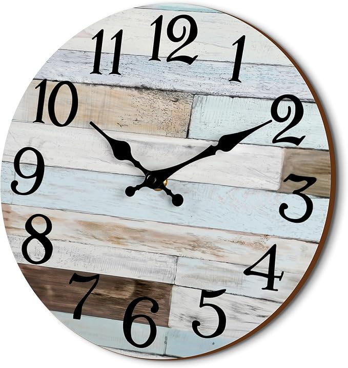 KECYET Wall Clock Battery Operated 16 Inch Silent Non-Ticking Coastal Country Style Decorative for Living Room, Kitchen, Home,Bathroom, Bedroom, Laundry Room