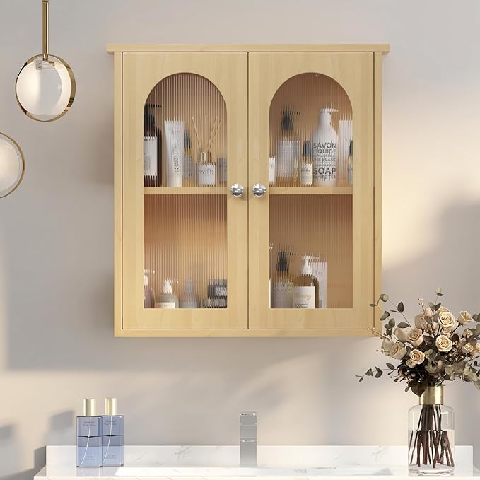 Bathroom Wall Cabinet,Medicine Cabinets Wall Mounted with Arched,Bathroom Medicine Cabinet Over Toilet,Surface Mount Medicine Cabinet for Laundry Room,Kitchen,Storage Cabinet 22x23