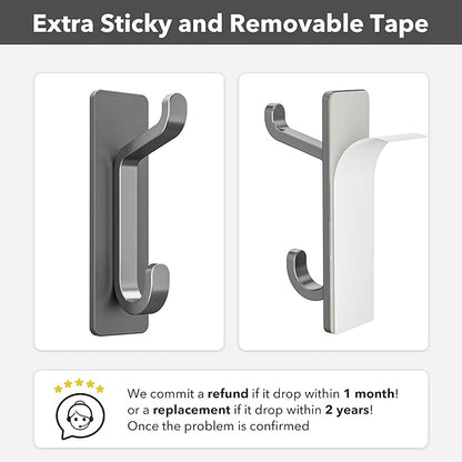pickpiff Wall Hooks for Coat and Towel: 13LB Strong Adhesive Door Hanger Stick on, Grey 6 Pack