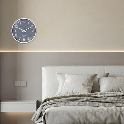 XNM Minimalist Wall Clocks Battery Operated 14 Inch Grey Wall Clock Decorative for Bedroom Office Decor Silent Wall Clock