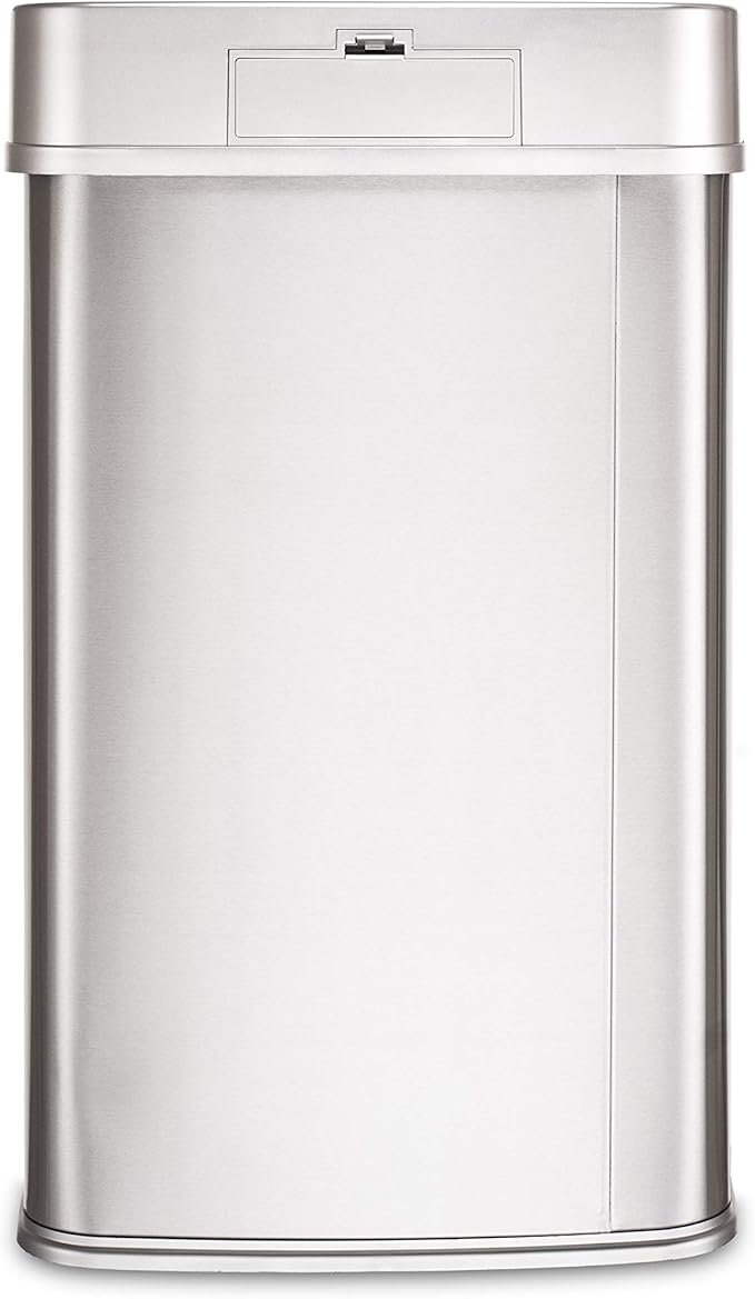Ninestars Automatic Touchless Motion Sensor Rectangular Trash Can 13.2 Gallons, 50L, Silver, 13 Gal. 50 L, Silver Trim