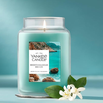 Yankee Candle Mediterranean Breeze, Scented Candle, 22oz Large Jar with up to 150 Hour Burn Time, Giftable