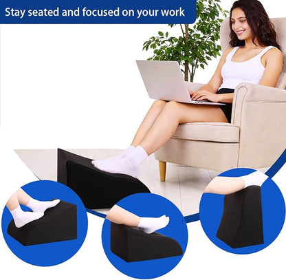Foot Rest for Under Desk at Work, Ergonomic Under Desk Footrest with Washable Cover for Office, Home & Gaming Leg Elevation Pillow Black
