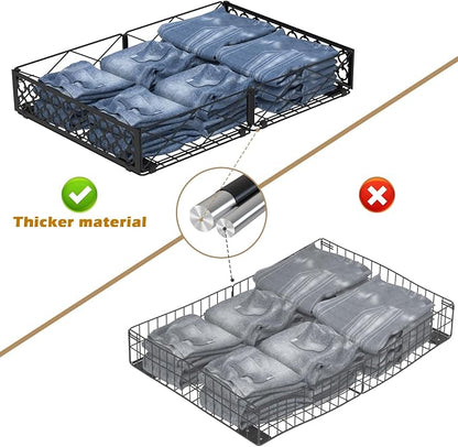 NADAMOO Under Bed Storage with Wheels, 2 Pack Rolling Under Bed Storage Containers，Foldable Metal Under the Bed Organizer Bins for Bedroom Clothes Shoes Blankets