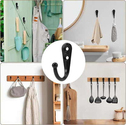 POZEAN 20 Pack Wall Hooks for Hanging, Small Coat Hooks Wall Mounted for Living Room, Bathroom, Kitchen, Bedroom for Key, Cup, Bag, Hat, Scarf, and More (Black)