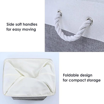 TcaFmac Small Storage Baskets for Shelf 6 Pack Canvas Storage Basket with Handles Fabric Storage Basket for Organizing Storage Bin (White and Grey, 12x8x5")