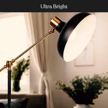 Brightech Wyatt LED Floor Lamp, Industrial Floor Lamp for Living Rooms & Offices – Charming Farmhouse Floor Lamp, Adjustable Head Standing Lamp for Bedroom Reading, Stunning Living Room Décor
