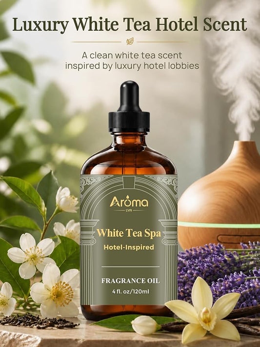 White Tea Spa Fragrance Oil for Ultrasonic and Waterless Diffusers | Luxury White Tea Hotel Scent