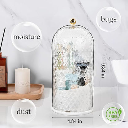 Toothbrush Holder with Cover for Bathroom Countertop, Rotating Organizer for Electric Tooth Brush and Toothpaste, 3-Slot Makeup Brush Storage, Self-Draining Vanity Counter Organizer White