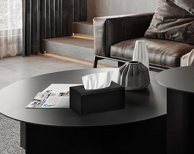 Colylan Tissue Box Cover Rectangular Tissue Box Holder for Bathroom (Black)