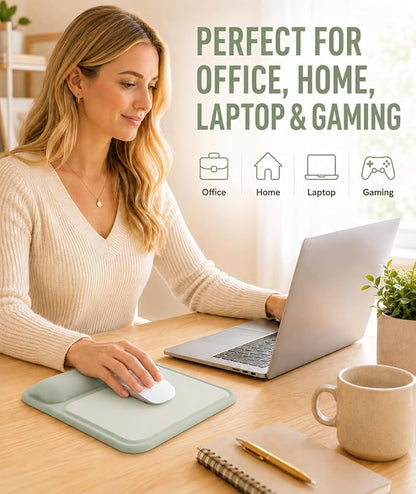 eulps Ergonomic Mouse Pad with Wrist Rest, Gel Mousepad with Soft Wrist Support, Non-Slip PU Base, Smooth Surface Mouse Pad for Wrist Pain Relief, Computer Laptop Office Home & Gaming (Sage Green)
