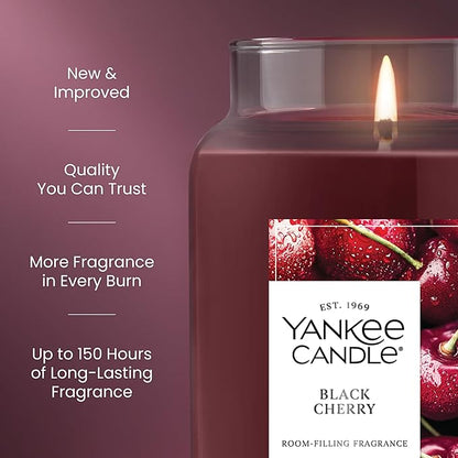 Yankee Candle Black Cherry, Scented Candle, 22oz Large Jar with up to 150 Hour Burn Time, Giftable