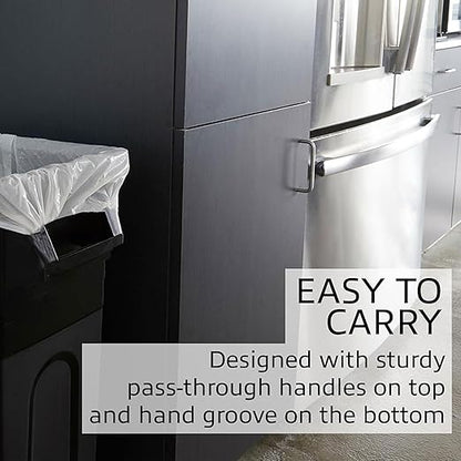 United Solutions Highboy Waste Container, 23 Gallon, Space Saving Slim Profile and Easy Trash Bag Removal, Indoor or Outdoor Use, Integrated Handles for Easy Carrying, 4-Pack, Black.