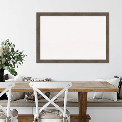 Amanti Art White Cork Board for Wall, 27x39 Vision Board with Brown Wood Frame, Large Corkboard Office Decor for Home Organization, Rustic Farmhouse Corkboard Pinboard to display items for home