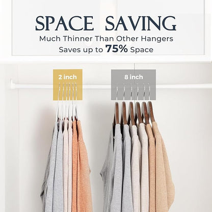 HOUSE DAY White Velvet Hangers 40 Pack, Non Slip Clothes Felt Hanger Heavy Duty for Coat, Premium Slim Space Saving Suit Hangers for Closet Organizer, 360° Rotating Silver Hook