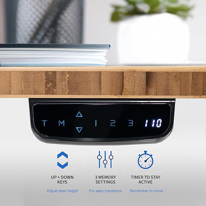 VIVO Electric 71 x 30 in Real Bamboo Standing Desk, Touch Screen Adjustment, 176 lb Frame Support, 2E Series, White Frame, DESK-KIT-2EW71O