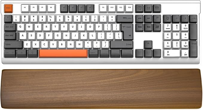 Walnut Wooden Wrist Rest for 104 Key Mechanical Keyboard | Ergonomic Design for Wrist Pain Relief, Smooth No Odor and Easy to Clean, Support Wrist to Coding Typing and Playing