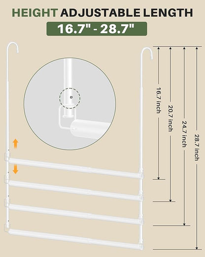 Hanging Closet Rod, Adjustable Height & Width Closet Rods for Hanging Clothes-Closet Extender Hanging Rod Space-Maximizing Design Suitable for Hanging and Drying Clothes, White