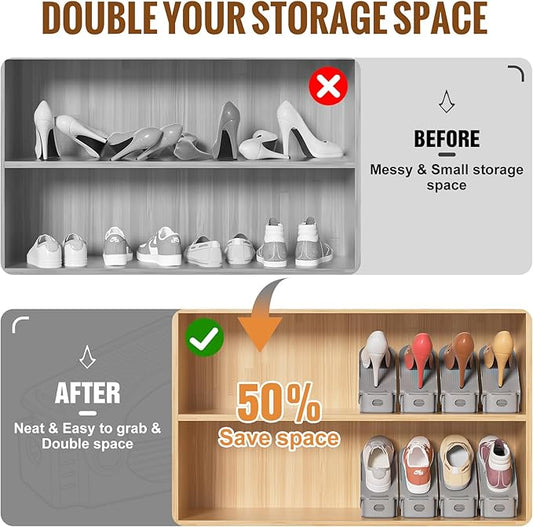 Neprock Shoe Slots Organizer for Closet, Shoe Storage Organizer Shoe Slots Organizer, Shoe Rack Organizer Space Saver Organizador De Zapatos for Closet Organization(36 Pack)(Grey)