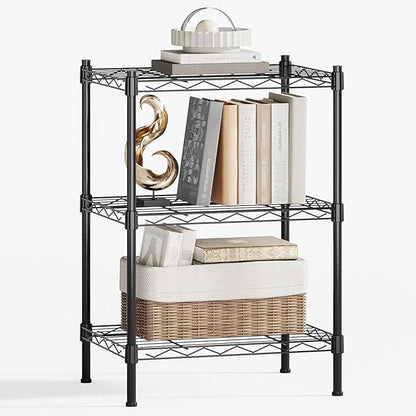 Orchidleaf 3-Tier Heavy Duty Wire Shelving Unit with Lockable Wheels, Metal Storage Rack for Garage, Pantry, Kitchen & Living Room, 39.4" H × 36.9" L × 18.6" D