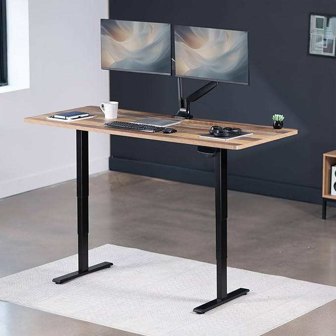 VIVO Electric 71 x 30 in Standing Desk, Touch Screen Adjustment, 220 lb Frame Support, 2E Series, Reclaimed Wood Top Black Frame, DESK-KIT-2E71P