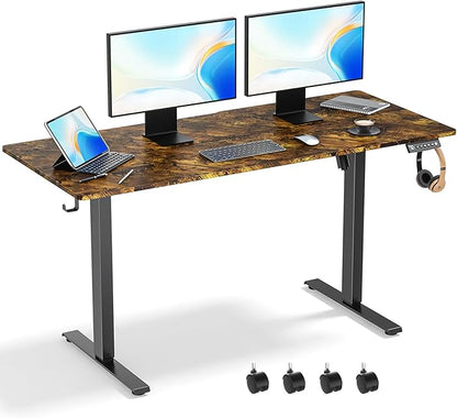 55 x 24 Inch Electric Standing Desk Adjustable Height, Sit Stand Desk, Stand up Desk for Home Office, Computer Workstation (Spliced Desktop,Rustic Brown)