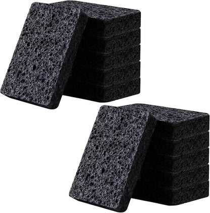 12 - Pack Non-Scratch Scrub Sponges - Sponges for Dishes and Washing Dishes, Cleaning Sponges for Kitchen Home Bathroom Cars, Funny Cut-Outs DIY for Kids (Black)