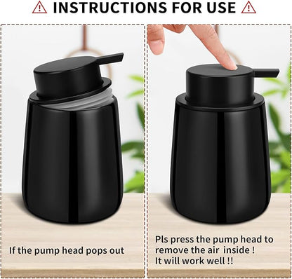 Soap Foaming Dispenser Ceramic with Easy-to-Press Pump Hand Foam Dispenser for Shampoo Bathroom Kitchen 12 oz