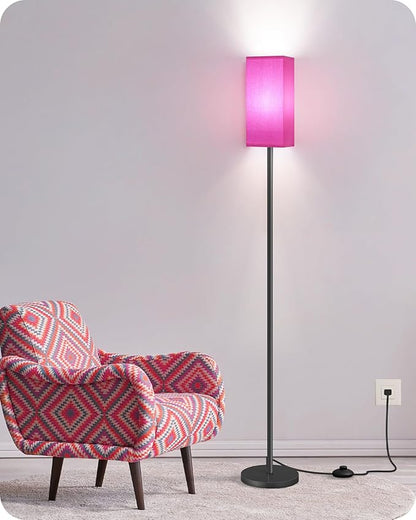 Floor Lamp, Pole Lamp with Foot Switch, Modern Standing Lampshade, Minimalist Freestanding Lamp (Bulb Not Included), for Living Room, Bedroom ETL Listed, Pink Purple and Black Z07LD05