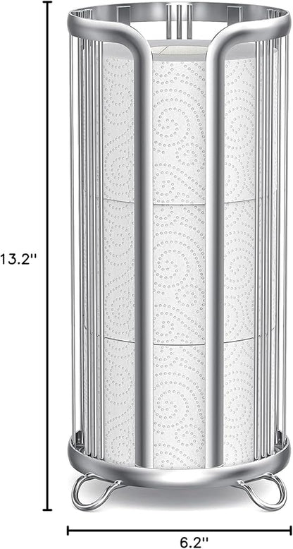 Toilet Paper Holder Stand, Freestanding Bathroom Tissue Organizer, Minimalistic Storage Solution, Reserve Mega Rolls,Stylish Bathroom Floor Toilet Paper Stand Silver