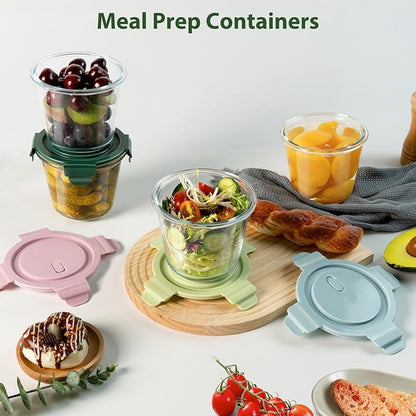 Freshmage 23oz Glass Meal Prep Containers with Lids, Airtight 3-Cup Glass Storage Containers Set, Heat-Resistant BPA-Free for Soup, Leftover, Microwave, Dishwasher, and Freezer Safe (6 Packs)