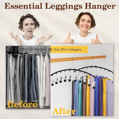 4 Pack Closet Organizers and Storage for Legging, Ginyoyo Metal Gym Clothes Legging Organizer w/40 Clips Holds 40 Leggings, Hangers Space Saving, Room Organization Essentials, Black