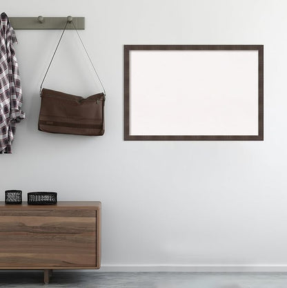 Amanti Art White Cork Board for Wall, 26x38 Vision Board with Brown Wood Frame, Large Corkboard Office Decor for Home Organization, Rustic Farmhouse Corkboard Pinboard to display items for home
