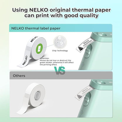 Nelko Label Maker Machine with Tape, P21 Bluetooth Label Printer, Wireless Mini Label Makers with Multiple Templates for Organizing Office Home, Green