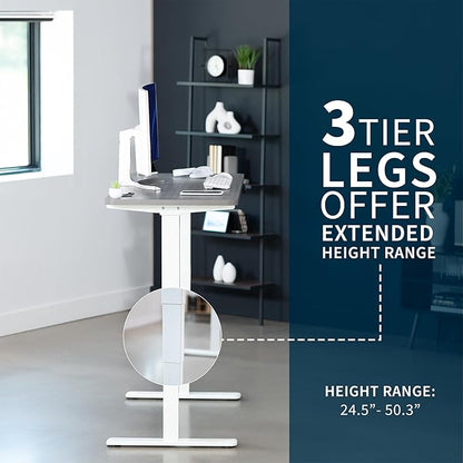 VIVO Electric 55 x 28 in Dual Motor Sit Stand Desk, Memory Height Adjustment, 2B Series, Dark Gray Top White Frame, DESK-KIT-2W55G