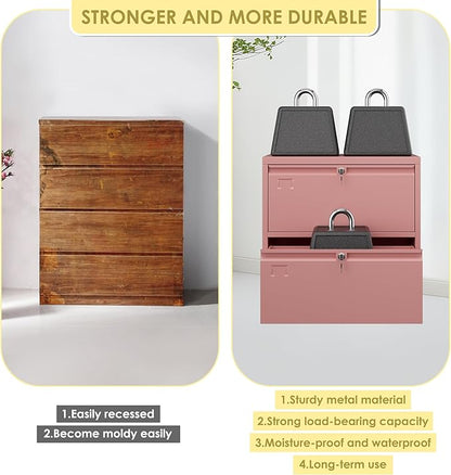 30.24" H Lateral File Cabinet 2 Drawer,Metal Wide Filing Cabinet with 2 Locks and Business Card Slot for Home Office School Hanging Letter/Legal/F4/A4 Size Folders,Required Assembly,Pink
