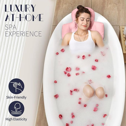 Full Body Bath Pillow for Bathtub, Thick Bathtub Cushion, Luxury Tub Pillow for Bath for Headrest Neck and Back Support Pink 60" x 16"