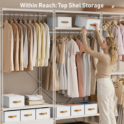 DIMJ Wardrobe Clothes Organizer - Foldable Closet Drawer Organizer Dividers for Jeans, Pants, Sweater, T Shirt, Storage Bins with Handles for Shelf