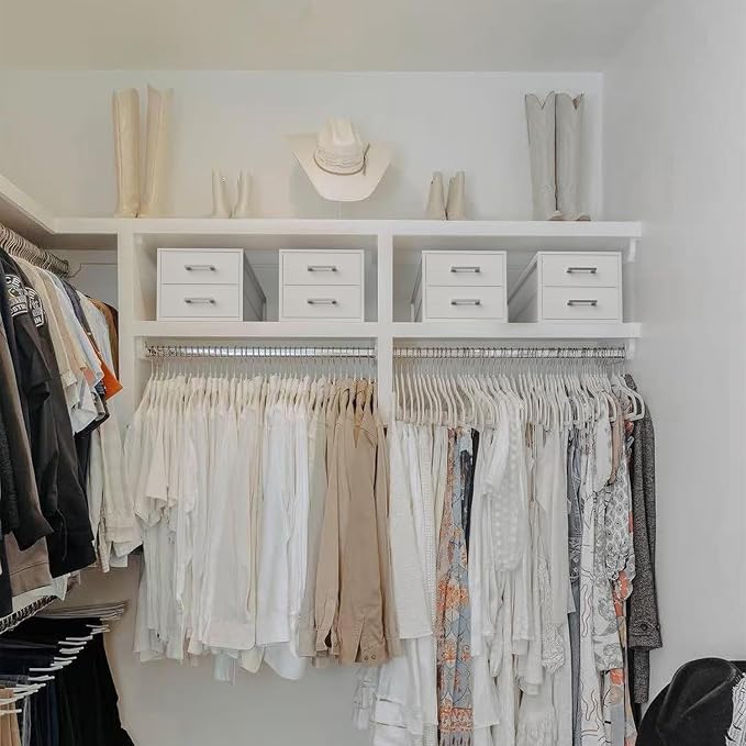BOLUO Stackable Storage Drawers Closet Organizers and Storage Fabric White 2 Drawer Dresser for Bedroom Modern