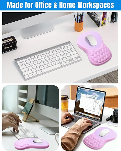 Ergonomic Mouse Pad with Wrist Rest, Slope Design Memory Foam Support, Smooth Lycra Surface, Non-Slip PU Base, Comfortable Mouse Mat for Office, Home, Computer Desk