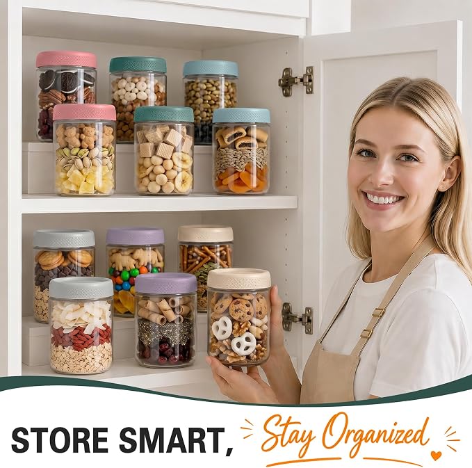 12 Pack Mason Jars, 16oz Overnight Oats Glass Jars, Wide Mouth Overnight Oats Containers with Lids, Small Parfait Cups with Lids for Yogurt, Storage, Chia, Snack, Salad, Spice, Seed