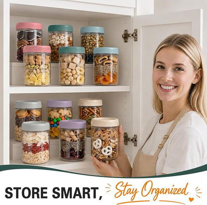 12 Pack Mason Jars, 16oz Overnight Oats Glass Jars, Wide Mouth Overnight Oats Containers with Lids, Small Parfait Cups with Lids for Yogurt, Storage, Chia, Snack, Salad, Spice, Seed