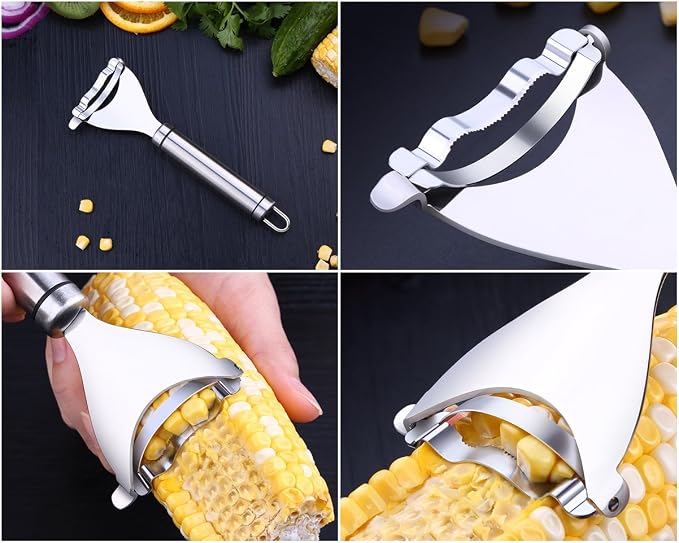 Corn Peeler, Corn stripper for corn on the cob remover tool,Stainless steel multifunctional Kitchen Grips Corn planer Cob Cutter kernels, with Hand Protect